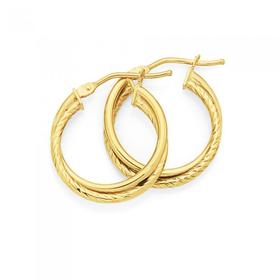9ct+Gold+15mm+Hoop+Earrings