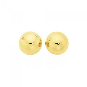 9ct+Gold+8mm+Dome+Stud+Earrings