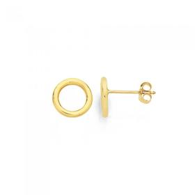 9ct+Gold+8mm+Open+Circle+Stud+Earrings