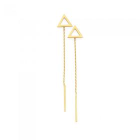 9ct+Gold+Triangle+Thread+Through+Drop+Earrings