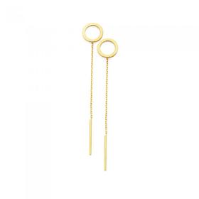 9ct-Gold-Circle-Thread-Through-Drop-Earrings on sale