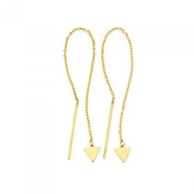 9ct+Gold+Triangle+Thread+Through+Drop+Earrings