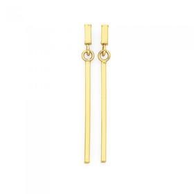 9ct-Gold-Bar-Stud-Drop-Earrings on sale