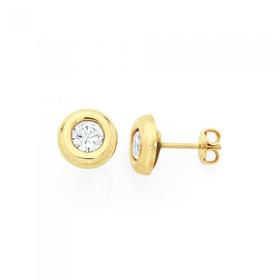 9ct-Gold-Cubic-Zirconia-Bezel-Set-Stud-Earrings on sale