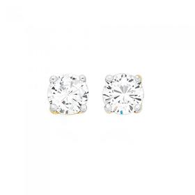 9ct-Gold-CZ-Round-Stud-Earrings on sale