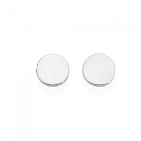 Silver+Round+Flat+Stud+Earrings