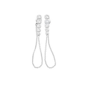Silver-Bezel-Set-CZ-Chain-Earrings on sale