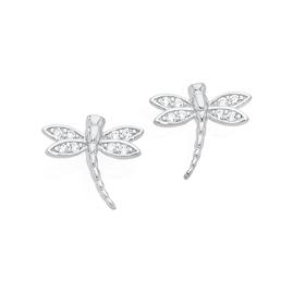 Silver-CZ-Dragonfly-Stud-Earrings on sale