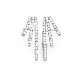 Silver-3-CZ-Loop-Ear-Jacket-Earrings on sale