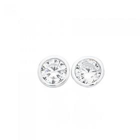 Sterling-Silver-5mm-Bezel-Set-Cubic-Zirconia-Stud-Earrings on sale