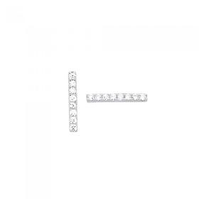 Sterling-Silver-Cubic-Zirconia-Short-Bar-Stud-Earrings on sale