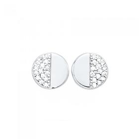 Silver-Luna-Half-Pave-Set-CZ-Stud-Earrings on sale