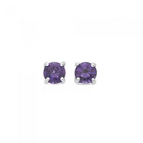 Silver-4mm-Purple-CZ-Stud-Earrings on sale