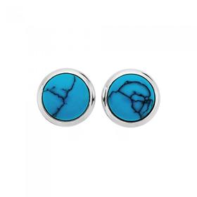 Silver+Round+Reconsituted+Turquoise+Stud+Earrings