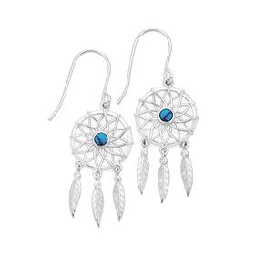 Silver-Reconsituted-Turquoise-Dreamcatcher-Earrings on sale