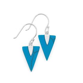 Silver-Synthetic-Turquoise-Arrow-Drop-Earrings on sale