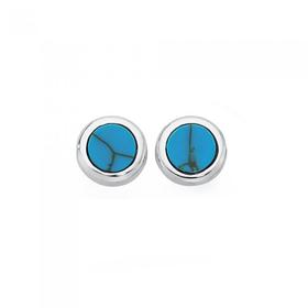 Silver+Synthetic+Turquoise+Stud+Earrings