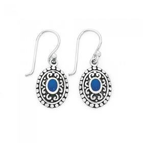 Silver-Reconstituted-Turquoise-Oval-Filigree-Earrings on sale