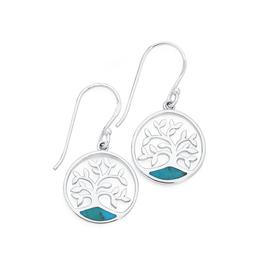Silver+Turquoise+Tree+of+Life+Earrings