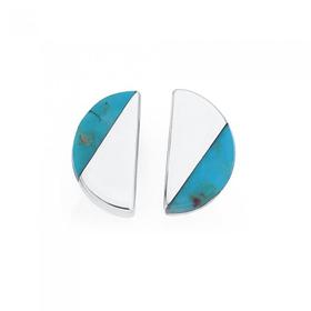 Silver-Turquoise-Luna-Stud-Earrings on sale