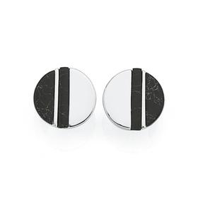 Silver+Black+Howlite+Marble+Bar+Luna+Earrings