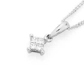 9ct-White-Gold-Diamond-Princess-Cut-Invisible-Set-Pendant on sale