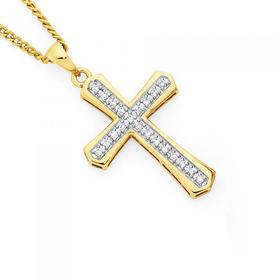 9ct+Gold+Diamond+Cross+Pendant