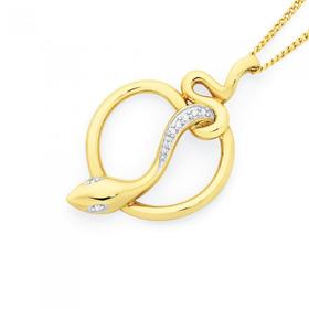 9ct+Gold+Diamond+Snake+Pendant