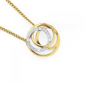 9ct+Gold+Diamond+Multi+Circle+Pendant