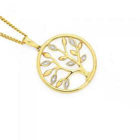 9ct+Gold+Diamond+Tree+of+Life+Pendant