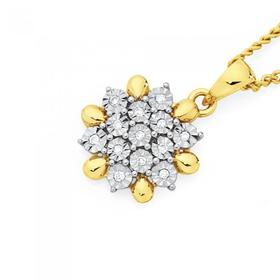 9ct+Gold+Diamond+Snowflake+Pendant