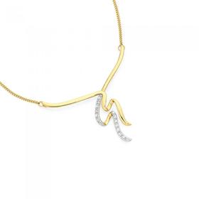 9ct+Gold+Diamond+Zig+Zag+Necklet