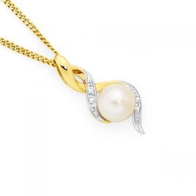 9ct-Gold-Cultured-Freshwater-Pearl-Diamond-Slider-Pendant on sale