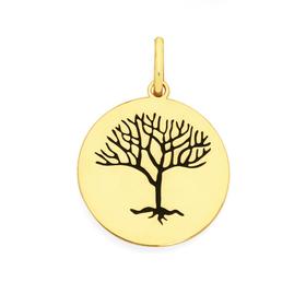 9ct-Gold-Black-Enamel-Tree-of-Life-Pendant on sale