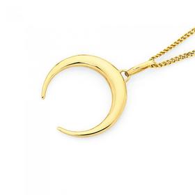 9ct+Gold+Crescent+Moon+Pendant