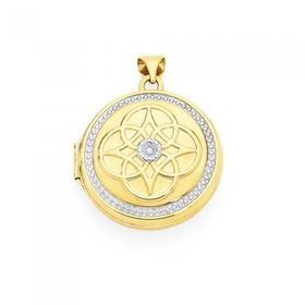 9ct-Gold-Two-Tone-Diamond-Round-Locket on sale