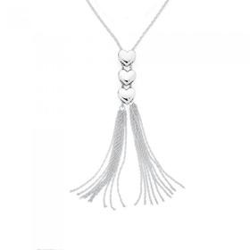 Silver+Long+3+Hearts+Tassel+Necklet