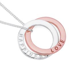 Silver+and+Rose+Gold+Plated+Love+and+Happiness+Pendant