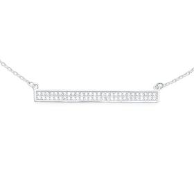 Silver-Pave-CZ-Bar-Necklet on sale