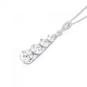 Silver+Tapered+Four+CZ+Drop+Pendant