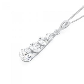 Silver-Tapered-Four-CZ-Drop-Pendant on sale