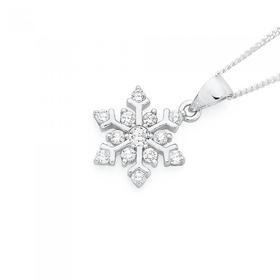 Silver+CZ+Snowflake+Pendant