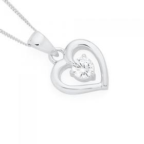 Silver+CZ+Open+Heart+Pendant