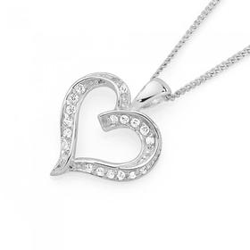 Silver-Cubic-Zirconia-Open-Heart-Pendant on sale