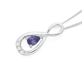 Silver+Purple+CZ+Figure+Eight+Pear+Shape+Pendant