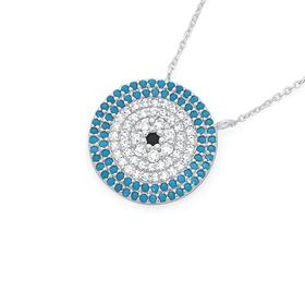 Silver-Blue-CZ-Evil-Eye-Pendant on sale