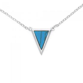 Silver+Synthetic+Turquoise+V+Shaped+Necklet