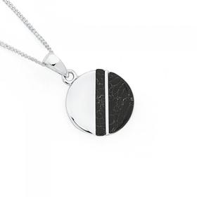 Silver+Black+Howlite+Marble+Luna+Pendant