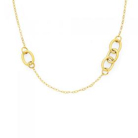 9ct+Gold+70cm+Multi+Rings+Trace+Chain