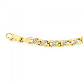 9ct+Gold+Diamond+Infinity+Bracelet